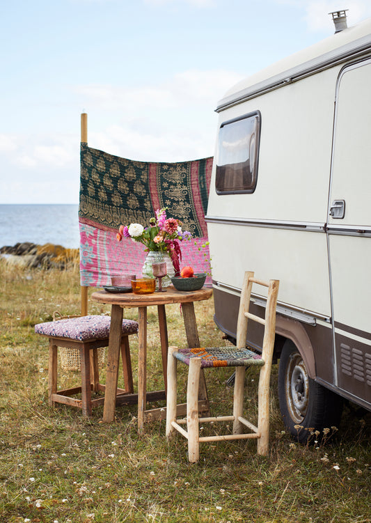 TABLE RONDE EN BOIS RECYCLÉ - 2 PERSONNES
