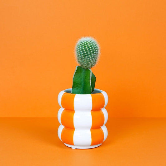 POT À RAYURES ORANGE