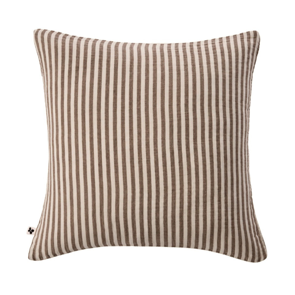 TAIE D'OREILLER - RAYURES MARRON