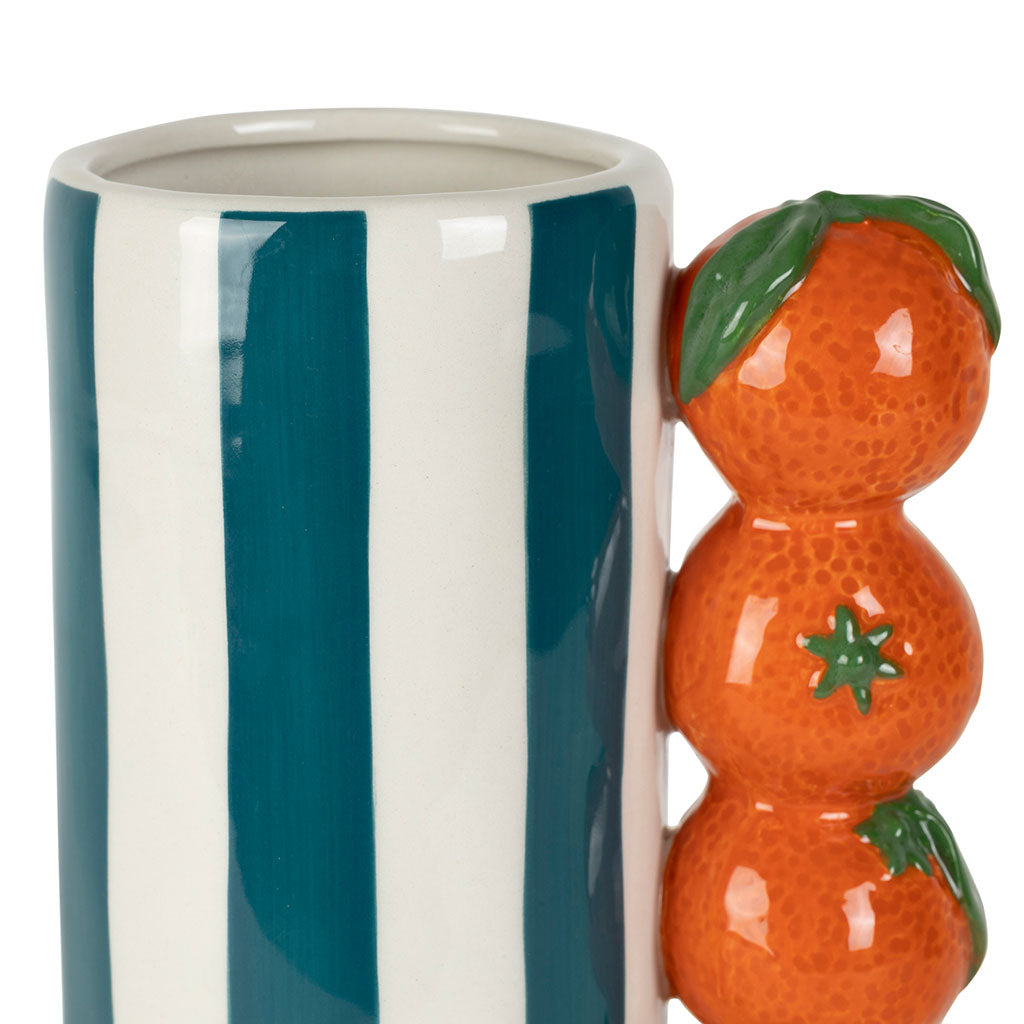 VASE RAYÉ - VERT ET FRAISE