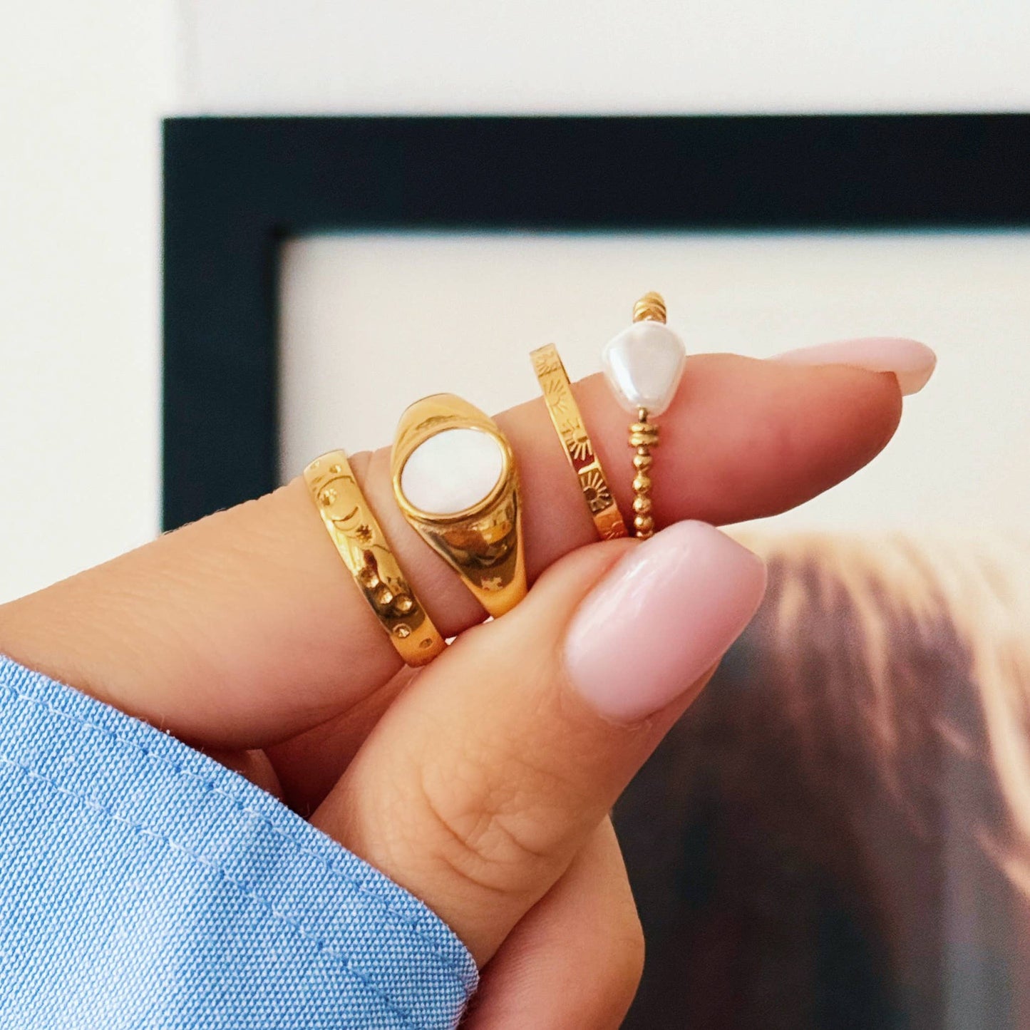 BAGUE EN ACIER - Perle