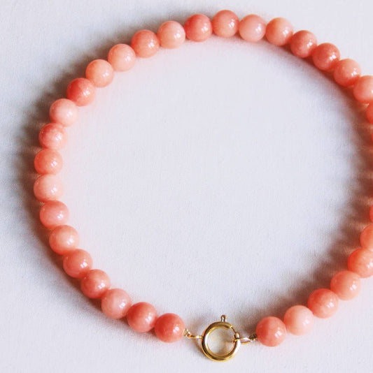COLLIER EN PERLES DE PIERRE NATURELLE - Orange