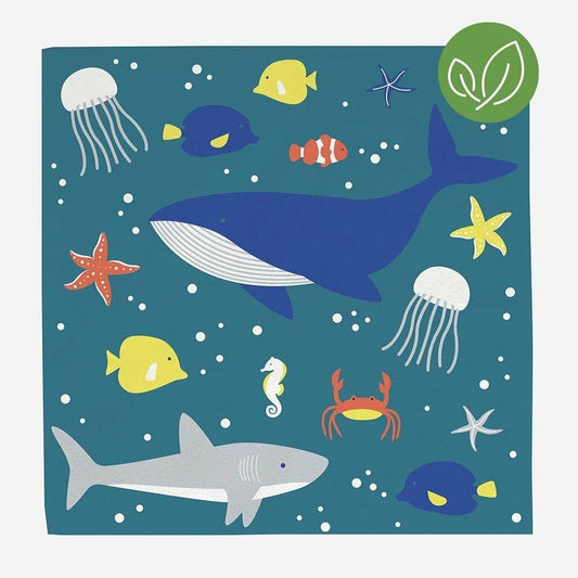 20 serviettes - fonds marins