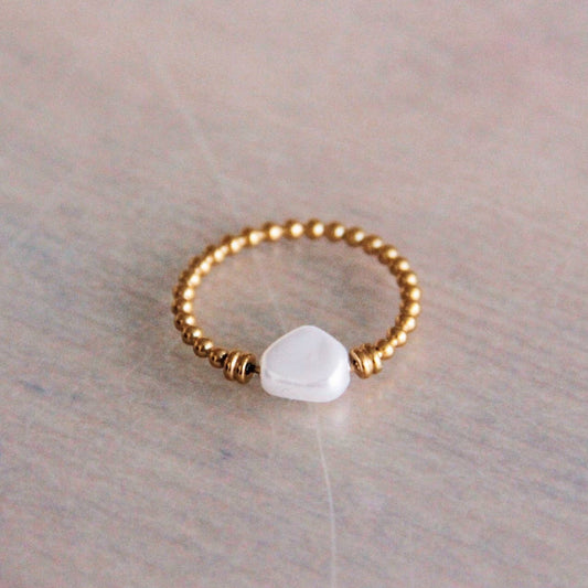 BAGUE EN ACIER - Perle