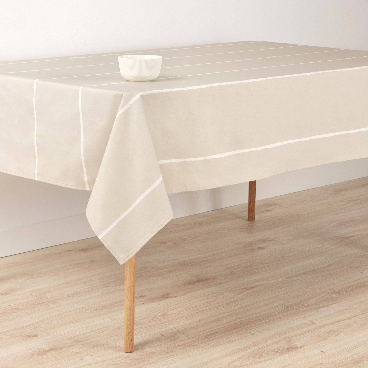 Nappe hydrofuge - Beige rayure blanche