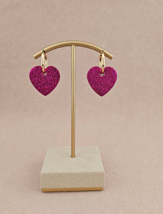Créoles  coeur  en cuir recyclé