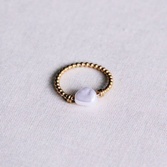 BAGUE EN ACIER - Perle