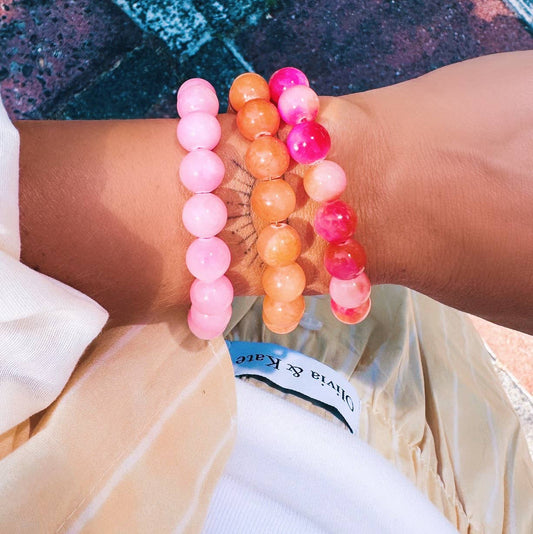 BRACELET EN PERLES DE PIERRE NATURELLE - Orange