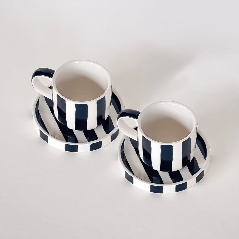 TASSE À CAFÉ (1 unité) - Rayures noires