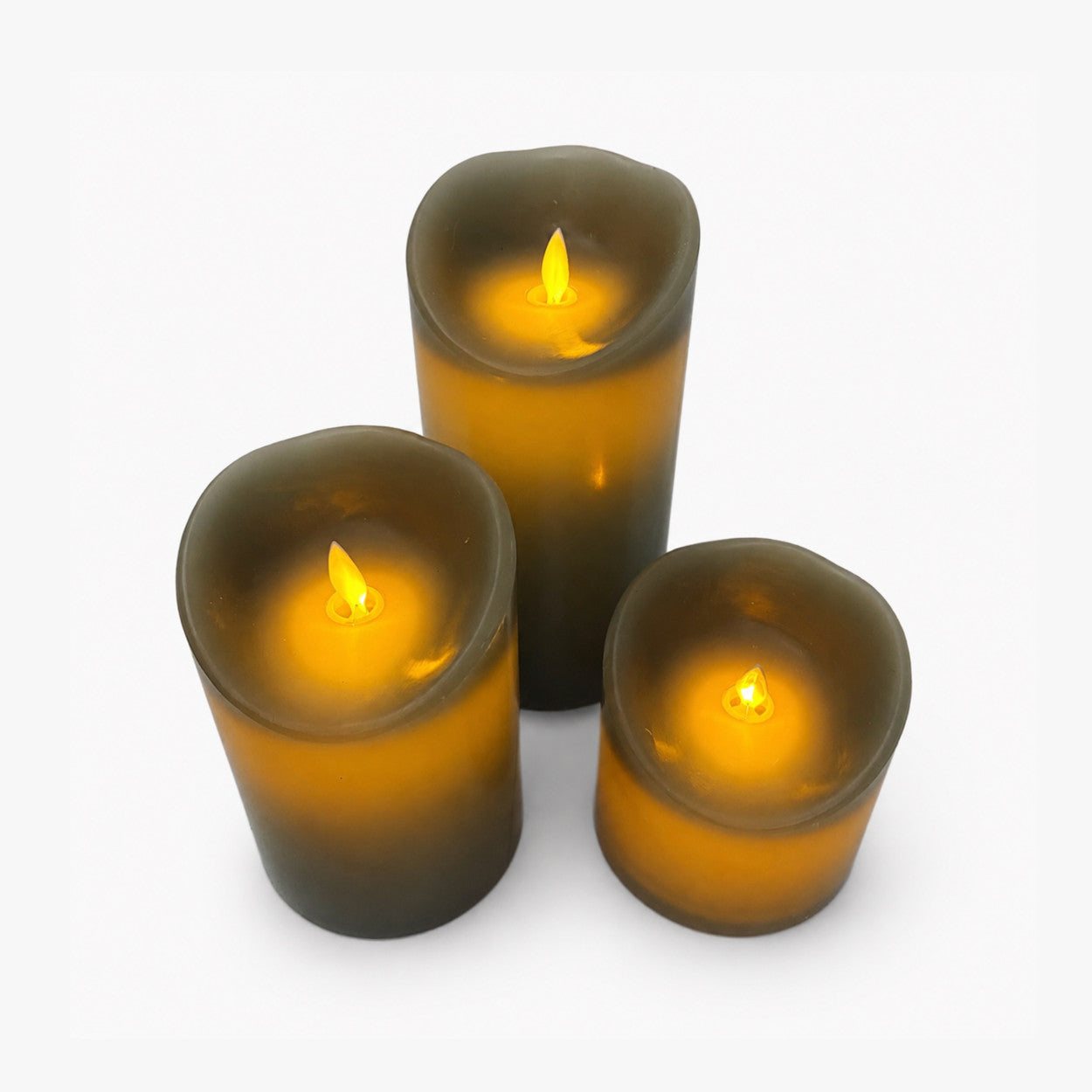 SET 3 BOUGIES LED KAKI
