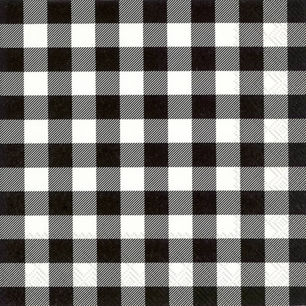 Lot de 20 serviettes de cocktail en papier Buffalo Check, noir