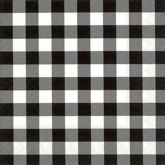 Lot de 20 serviettes de cocktail en papier Buffalo Check, noir
