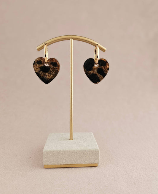 Créoles  coeur  en cuir recyclé
