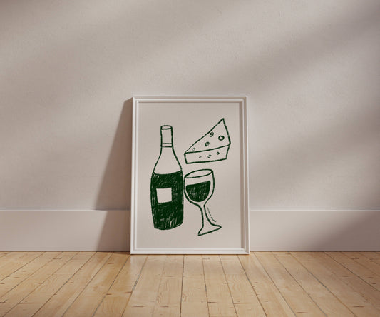 Impression sur le vin et le fromage