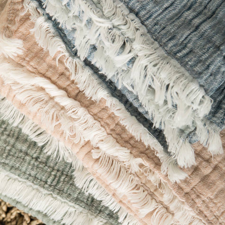 Plaid en gaze de coton taupe/sable