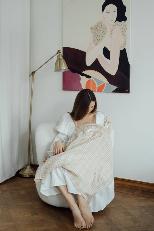 Housse d'allaitement TISU, Vichy beige