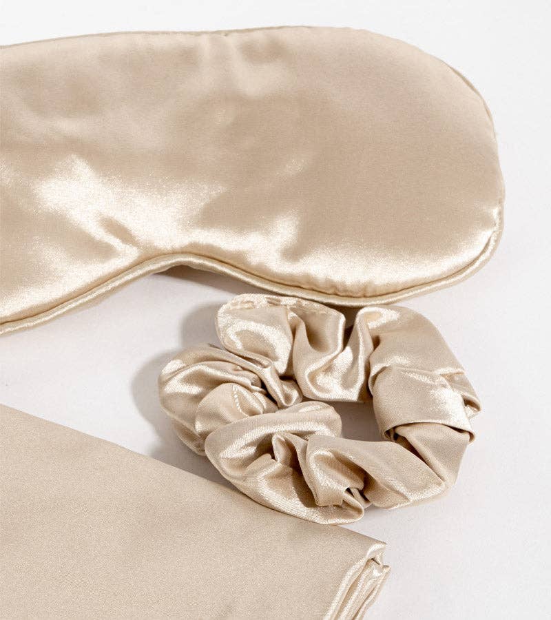 SET MASQUE + TAIE D'OREILLER + CHOUCHOU EN SOIE