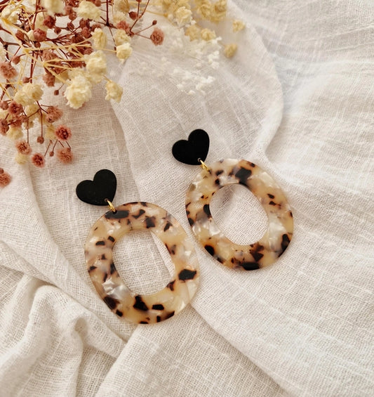 BOUCLE D'OREILLE OVALE MARBRÉ