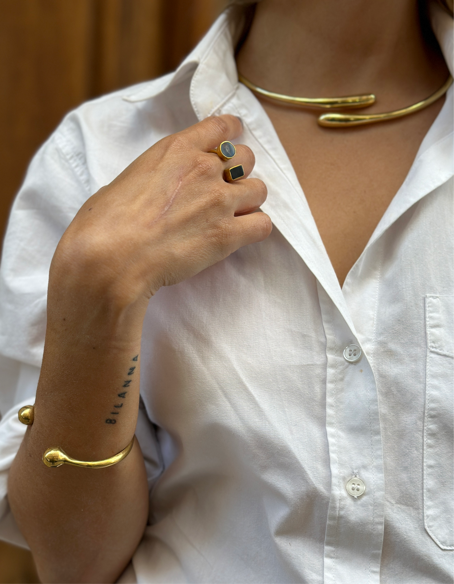 BAGUE EN LAITON - Noir