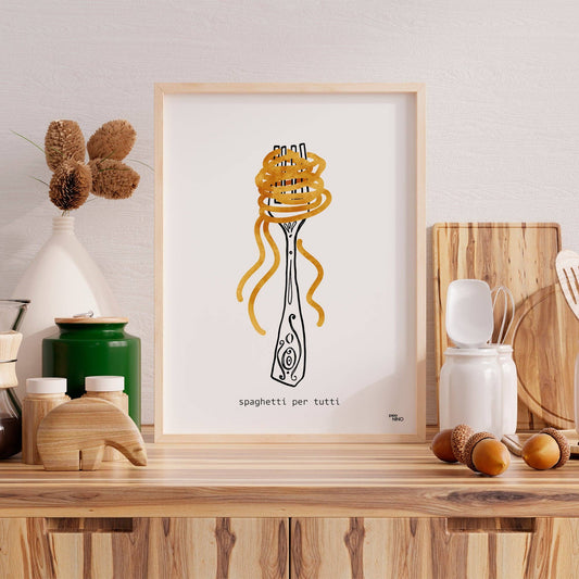 Affiche cuisine PASTA "spaghetti per tutti"