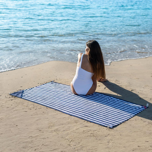 SERVIETTE DE PLAGE ANTI SABLE - BLEUE