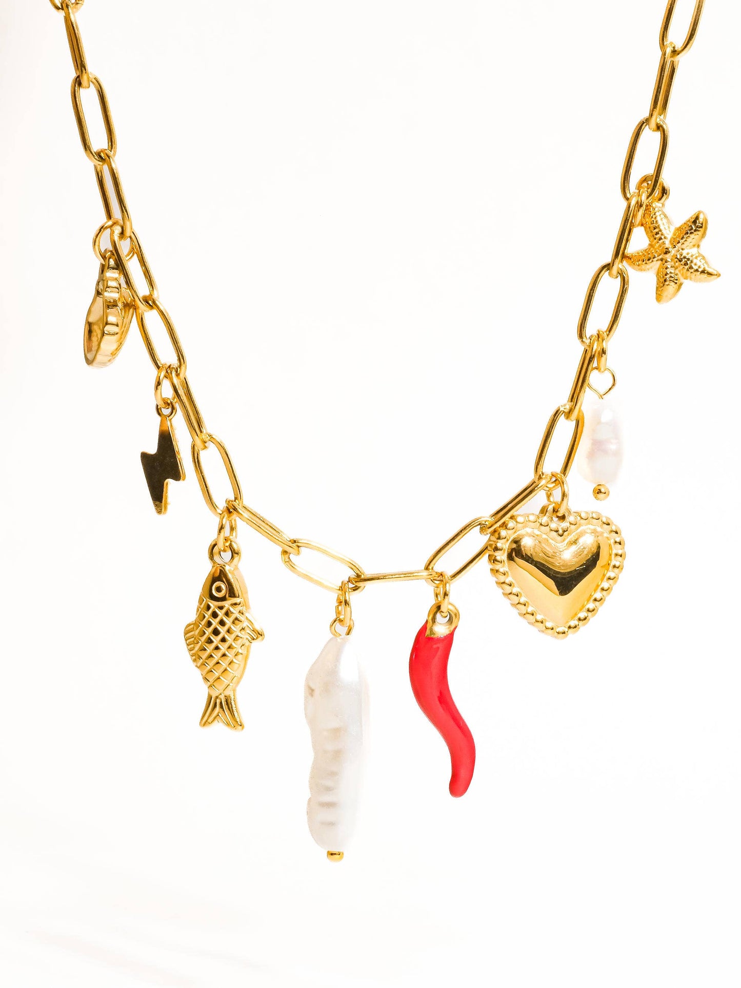 Collier à breloques filigrane en or 18 carats qui ne ternit pas