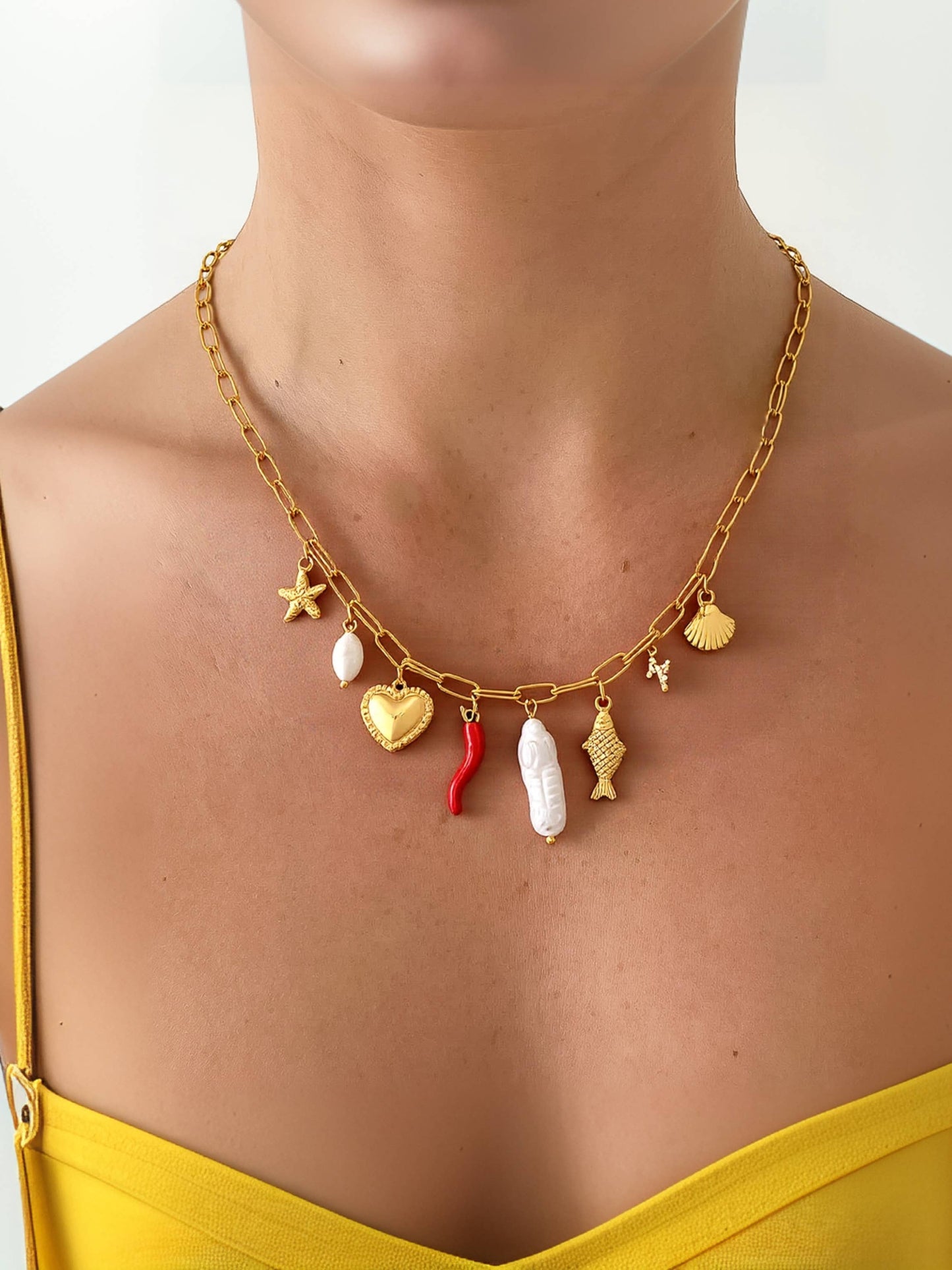Collier à breloques filigrane en or 18 carats qui ne ternit pas
