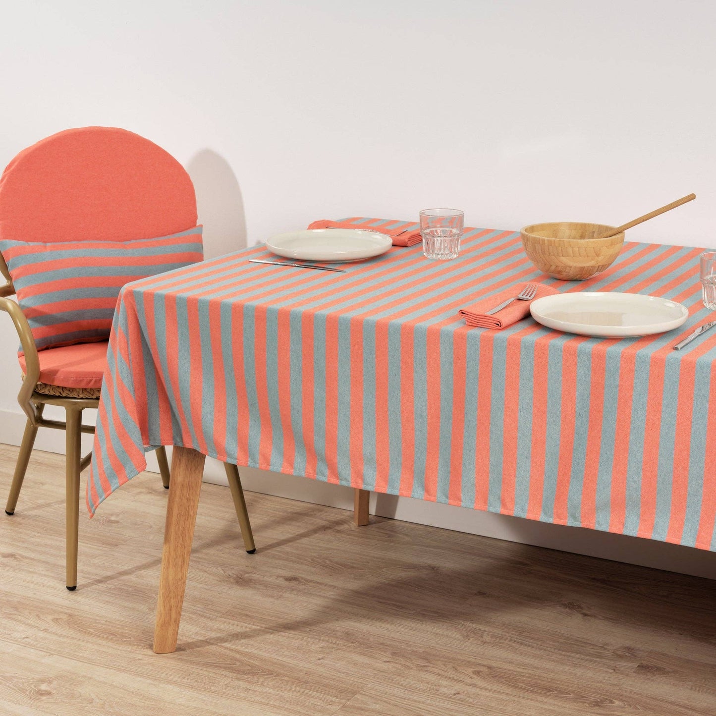 NAPPE hydrofuge - Rayures oranges et bleues -