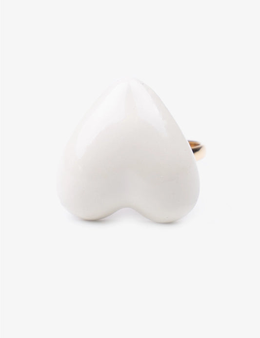 BAGUE EN ACIER - Coeur blanc