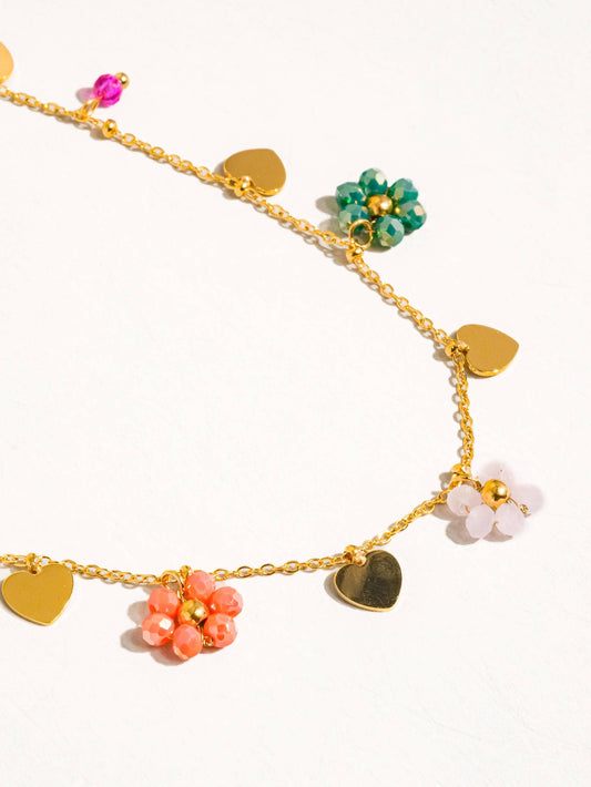 Collier Melvin en or 18 carats avec fleurs et cœurs non ternis