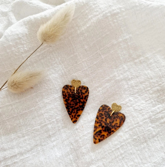 BOUCLE D'OREILLE COEUR LÉOPARD