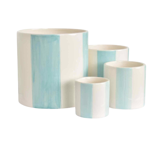 POT A RAYURES - Bleu ciel