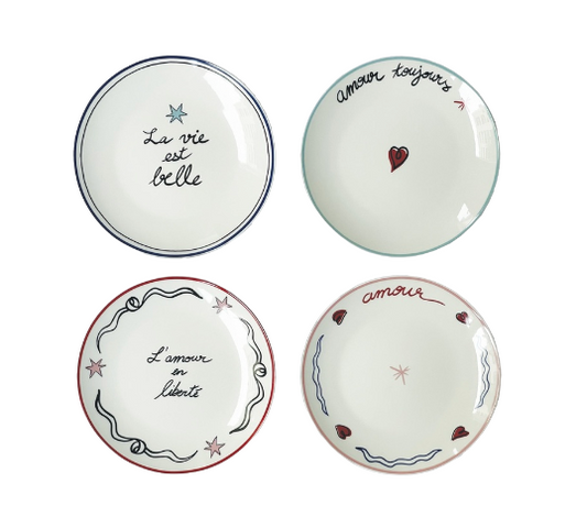 ASSIETTES AMOUR - EN LIBERTÉ - LOT DE 4