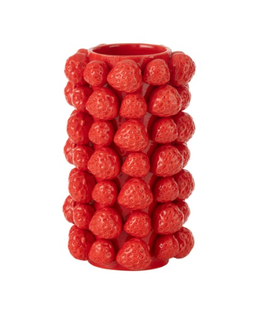 VASE FRAISES CERAMIQUE ROUGE - M