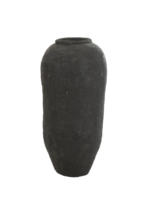 VASE PAPIER MACHE NOIR L
