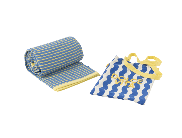 SAC + TAPIS DE PLAGE BLEU