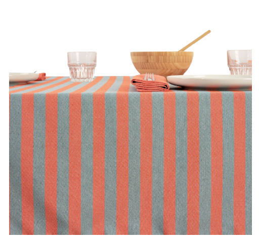 NAPPE hydrofuge - Rayures oranges et bleues -