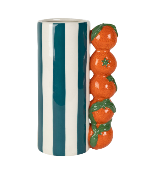 VASE RAYÉ - VERT ET FRAISE