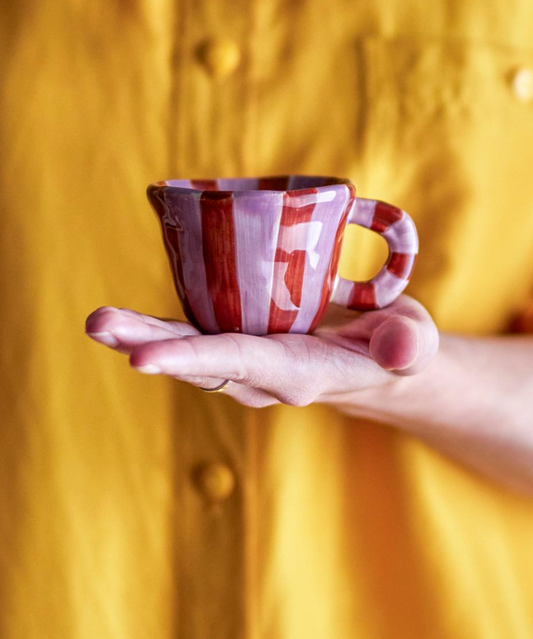 TASSE EN GRÈS - Rose et Rouge