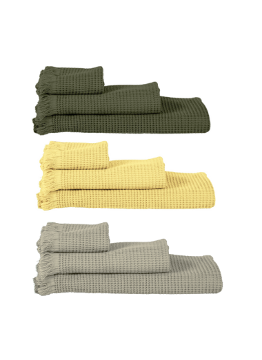 SERVIETTE EN COTON - Jaune/Kaki/Beige