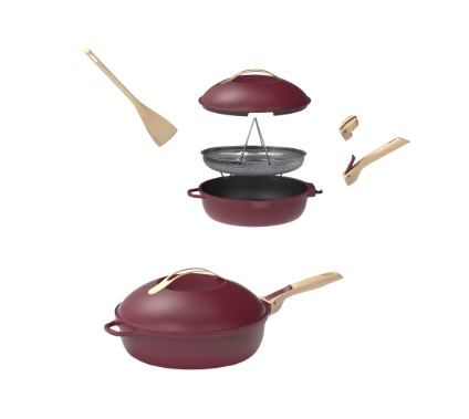 POÊLE 8 EN 1 COOKUT - Rouge foncée