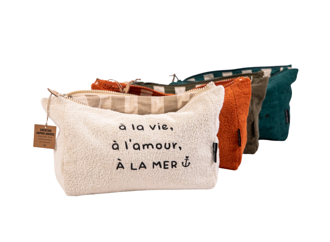 TROUSSE ÉPONGE " A la vie, à l'amour, à la mer" - 4 couleurs