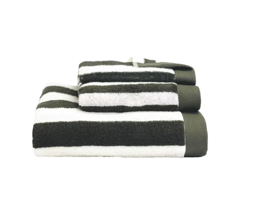 SERVIETTE RAYURES KAKI - 3 tailles