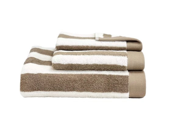 SERVIETTE RAYURES BEIGE - 3 tailles