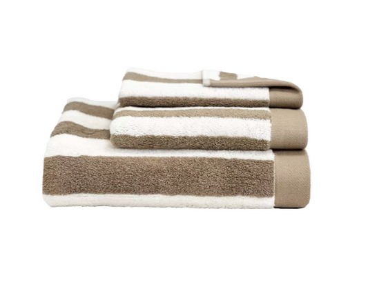 SERVIETTE RAYURES BEIGE - 3 tailles