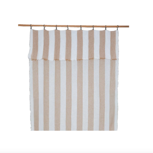 RIDEAUX EN LIN - Rayé tabac & blanc