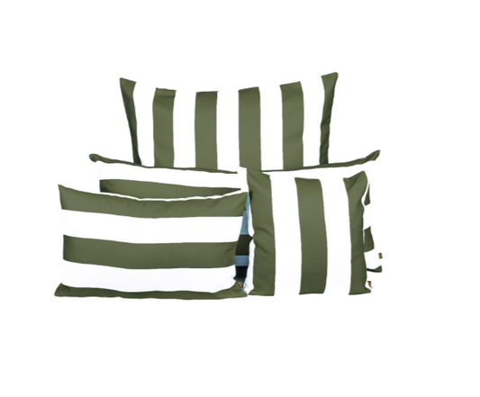 HOUSSE COUSSIN D'EXTERIEUR - Rayée kaki
