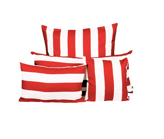 HOUSSE COUSSIN D'EXTERIEUR - Rayée rouge - 2 tailles