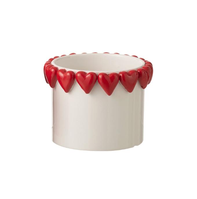 CACHE POT COEUR - BLANC