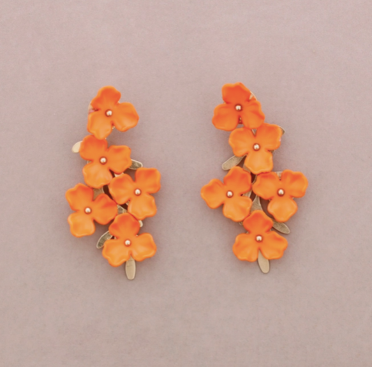 BOUCLES D'OREILLE - fleurs oranges